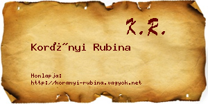 Korányi Rubina névjegykártya